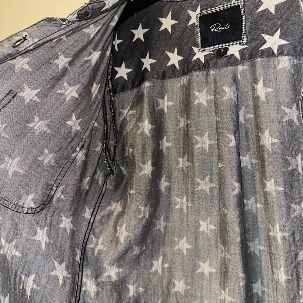 Rails Button Up Shirt with Stars in Grey - Picture 7 of 10